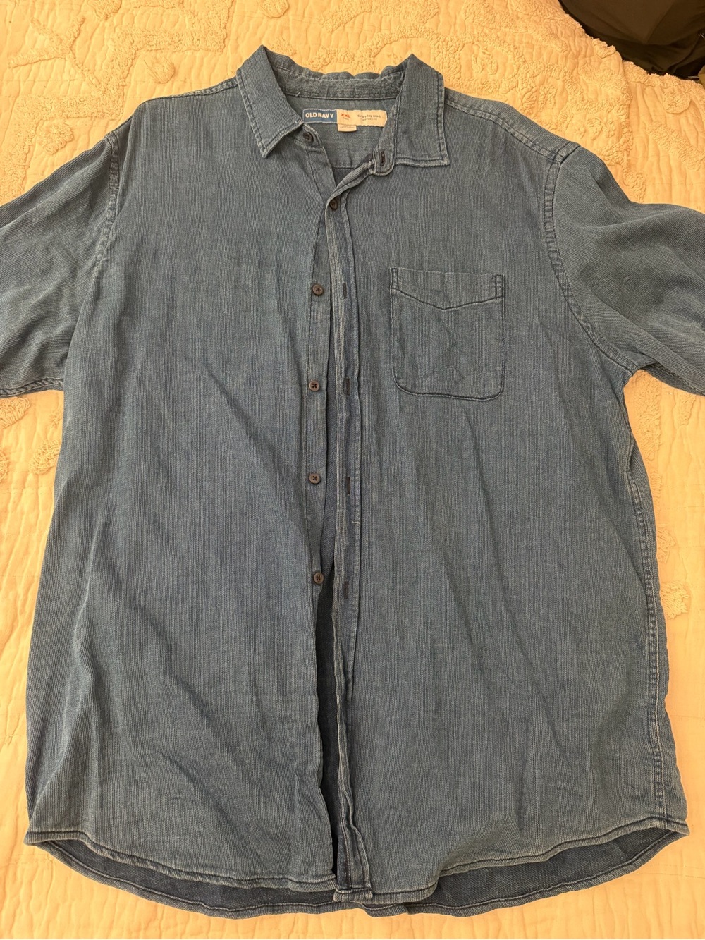 Old Navy Men's Denim-Style Button-Down Shirt in Light Blue